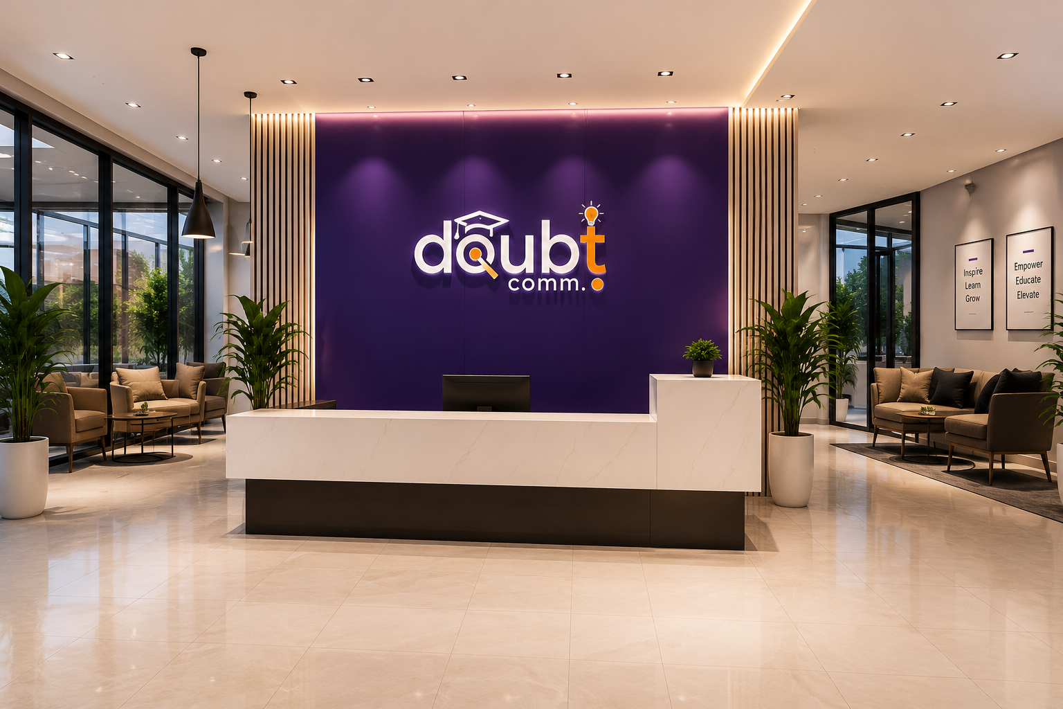 The DoubtComm office reception, welcoming students, parents and partners