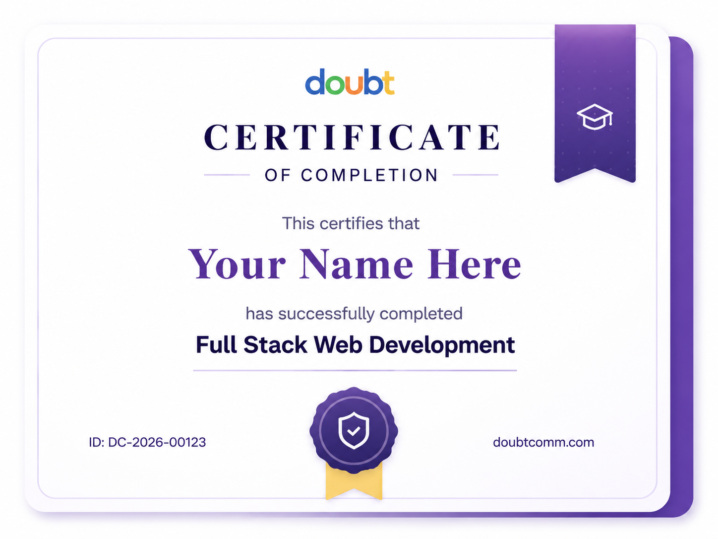 DoubtComm certificate of completion